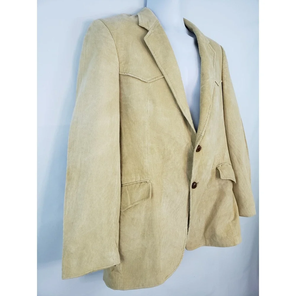 CCC Western Wear Men's Tan Corduroy Jacket Coat size L 42 Made in Poland X48